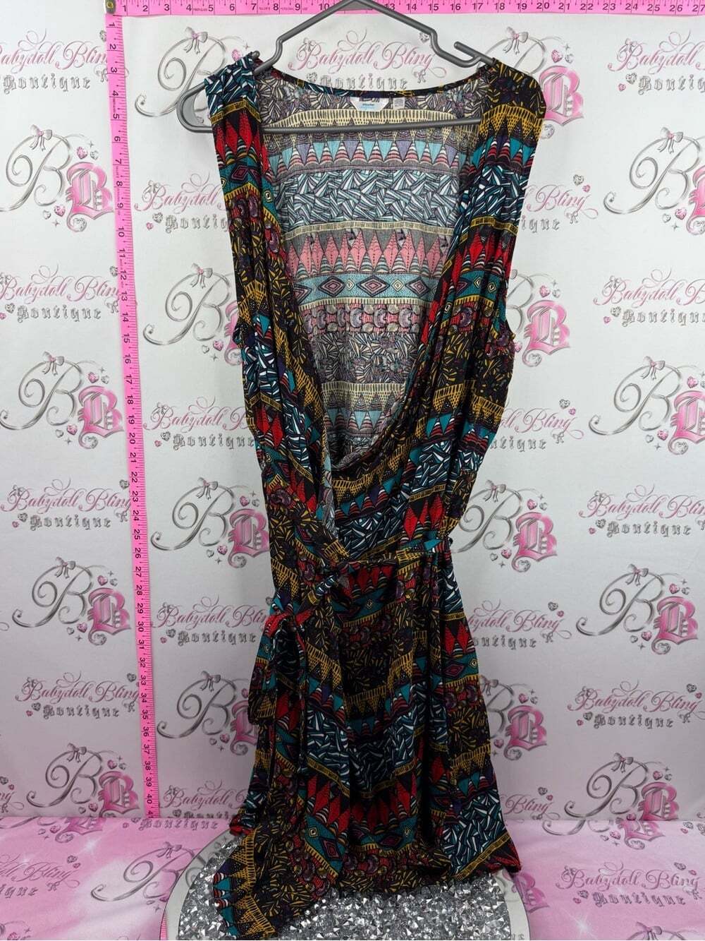 La Vie En Rose aqua dress Multicolor Tribal Maxi Dress - Teal, Red, Yellow